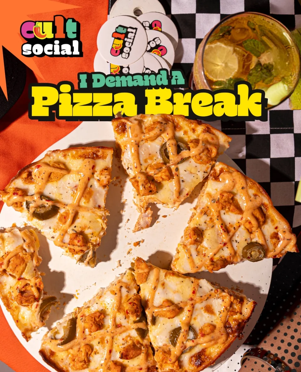 Pizza from Cult Social’s campaign artwork