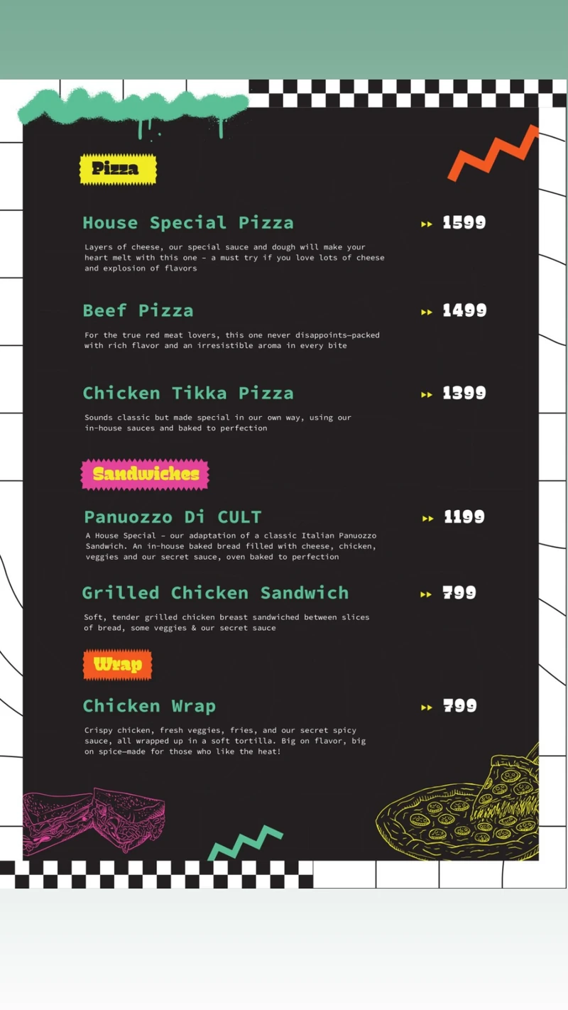 Cult Social original pizza, sandwiches & wraps